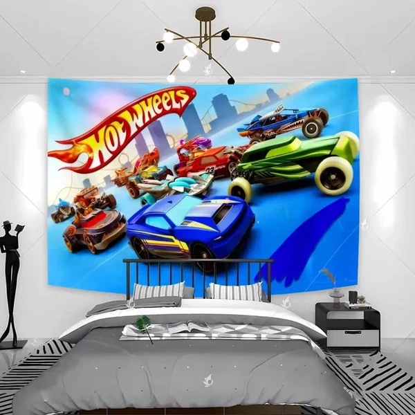 Solid Hot Wheels Cartoon Wall Tapestry Casual
