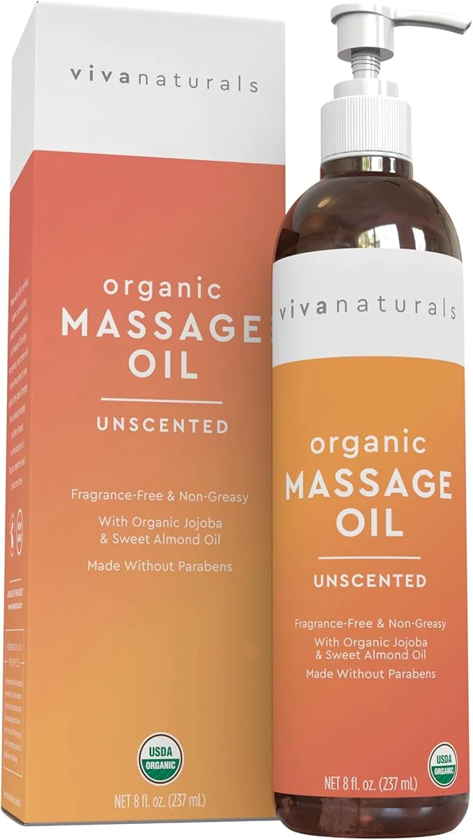 Responsible Viva Naturals Organic Massage Oil 8 fl oz – Non-Greasy Organic