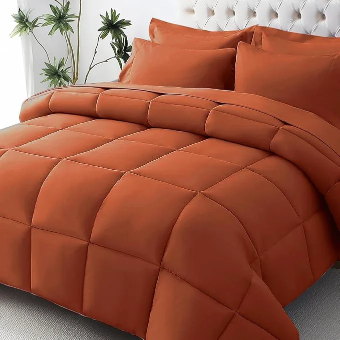 Fast JOLLYVOGUE Full Comforter Set Ultra-Soft Bed in a Bag Full Size 7 Pieces Oeko-TEX Bedding Set with Down Comforter Sheets Pillowcases amp Shams Burnt Orange Refined