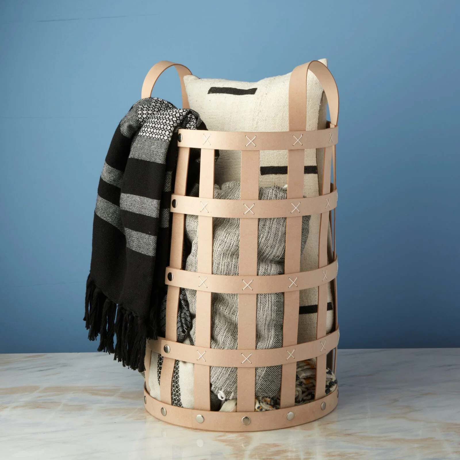 Specialty Pali Recycled Leather Everything Basket Artisan