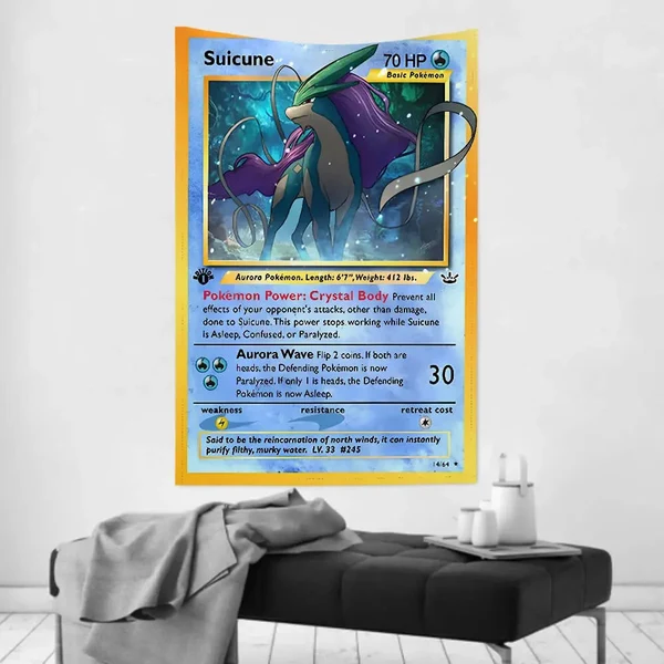 Premium Suicune Wall Hanging – Pokemon Card Tapestry Minimalist