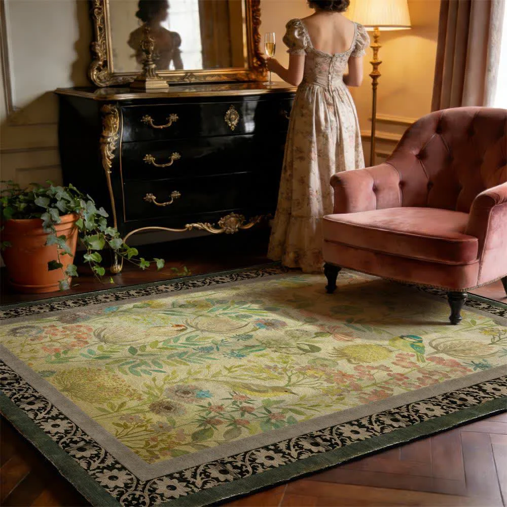 Elegant Ownkoti Country Floral amp Bird Non-Slip Area Rug Flexible