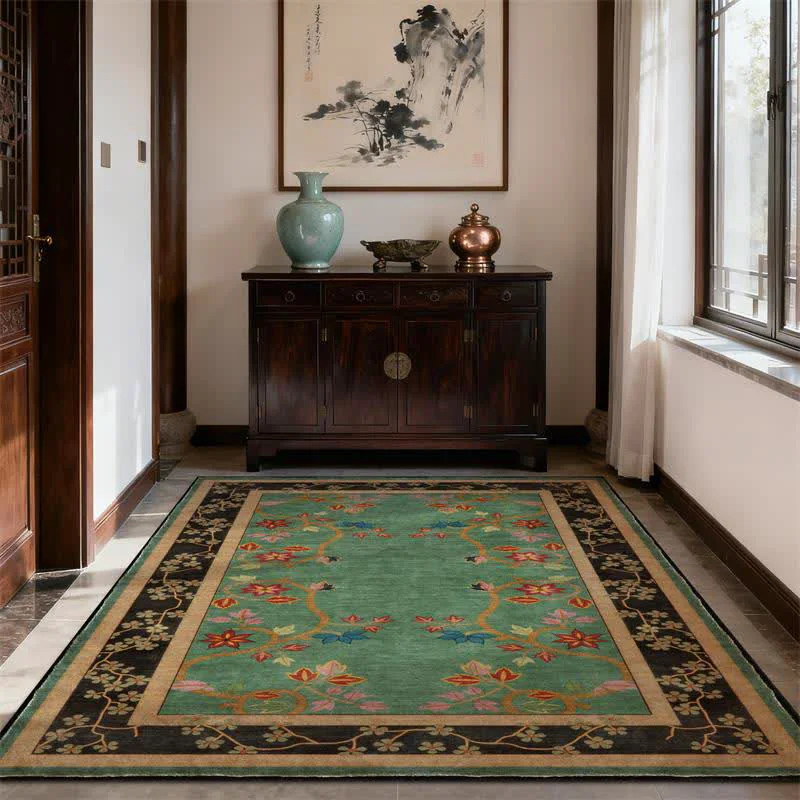 Exceptional Ownkoti Retro Botanical Motif Washable amp Foldable Carpet Advanced