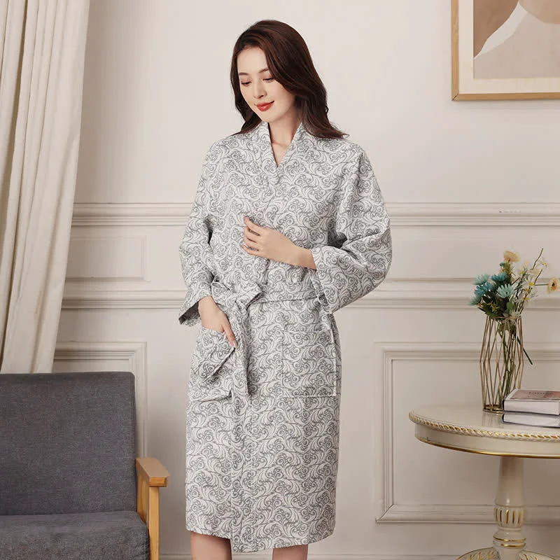 Next-Generation Ownkoti Abstract Pattern Pure Cotton Bath Robe Premium