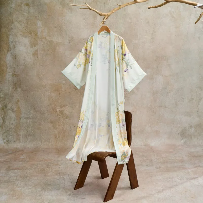 Casual Ownkoti Oriental Yellow Floral Kimono Style Bathrobe Premium