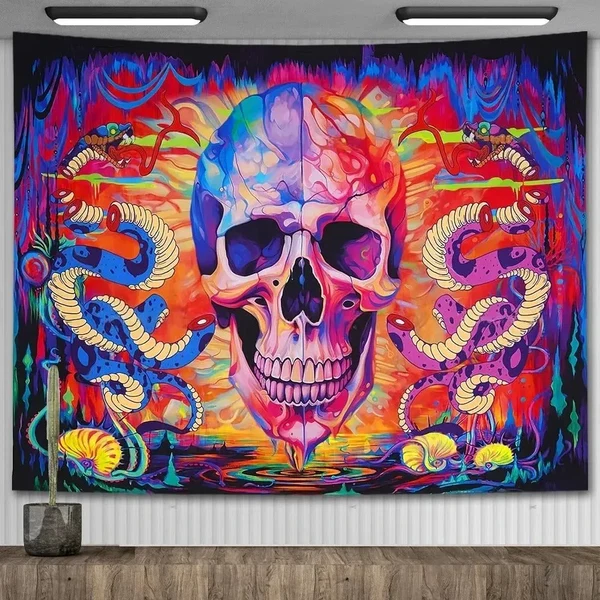 Elite Skull Floral Gothic Tapestry Selected