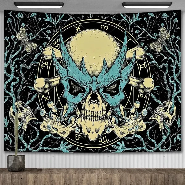 Classic Mushroom Skeleton Fabric Panel Elegant