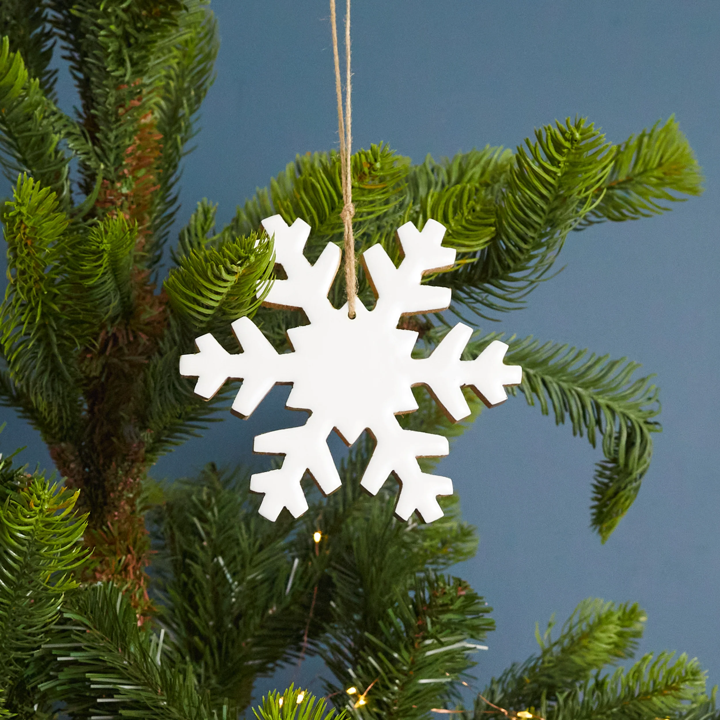 Safe Mango Wood amp Enamel Snowflake Ornament Large Lightweight
