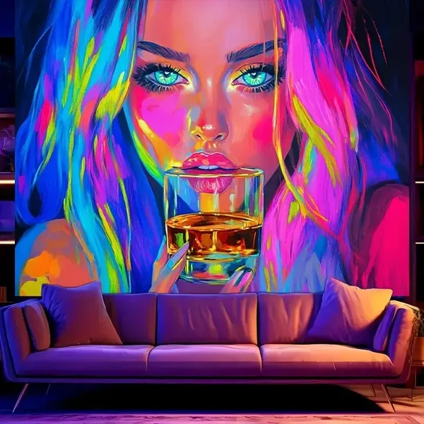 Reusable Rave Night Drinking Girl Wall Fabric Tapestry Smooth