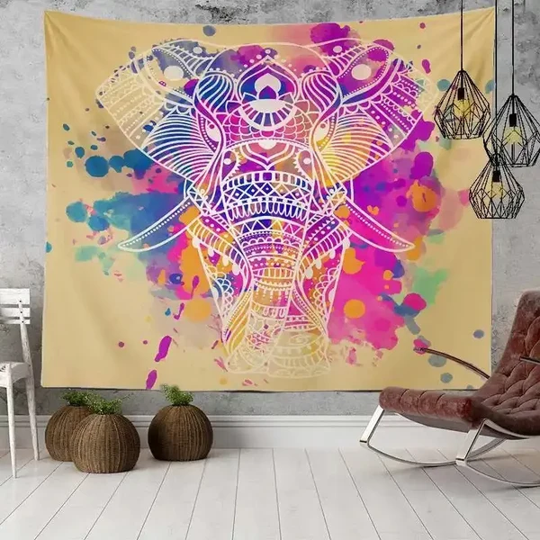Green Ethnic Boho Elephant Wall Cloth Detailed