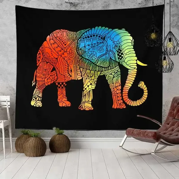 Organic Mandala Elephant Curtain Tapestry World-Class