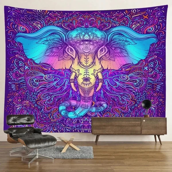Verified Psychedelic Elephant Tapestry Relaxed