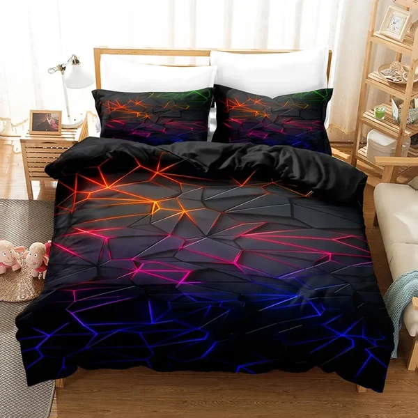 Specialty Colorful Glowing Polygonal Doona Cover Soft