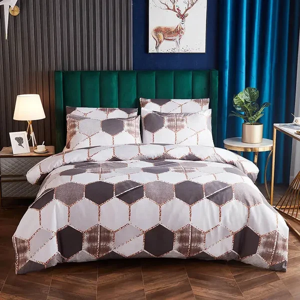 Refined Geometric Hexagon Quilt Cover Premium