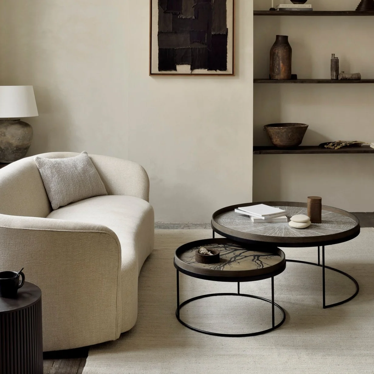 Selected Round Black Tree Tray Large High-Quality