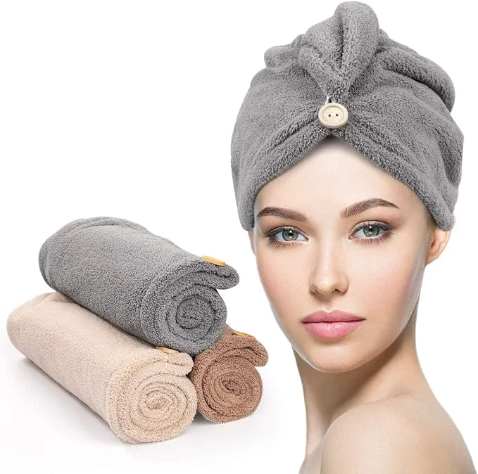 Environmentally Friendly YFONG 3 Pack Hair Drying Towels Hair Towel Flexible