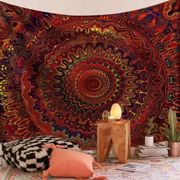 Green Indian Mandala Travel Mattress Tapestry Enhanced