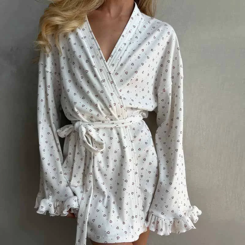Optimized Ownkoti Heart Print Long Sleeve Short Kimono Robe Artisan