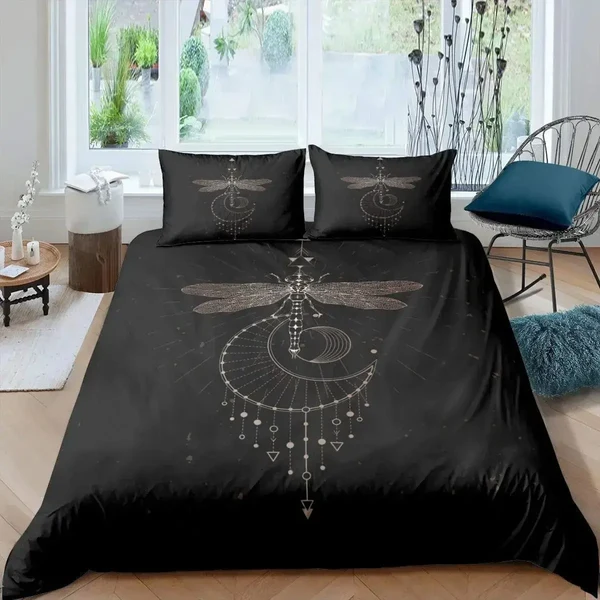 User-Friendly Bohemian Dragonfly King Size Quilt Bedding Set Soft