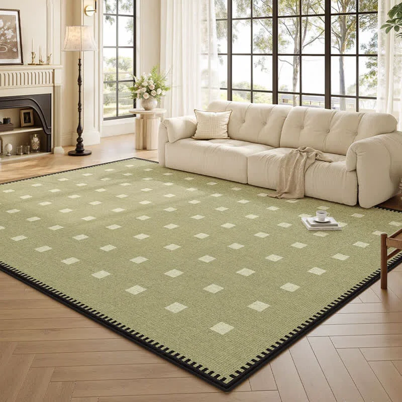 Fine Crafted Ownkoti Green Checkered Pattern Area Rug Premium