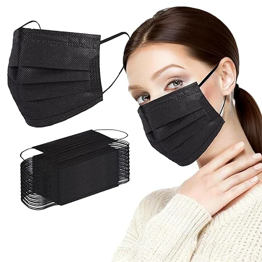 Practical Borje 200 PCS Black Disposable Face Mask 3 Ply Protection Face Masks Specialty