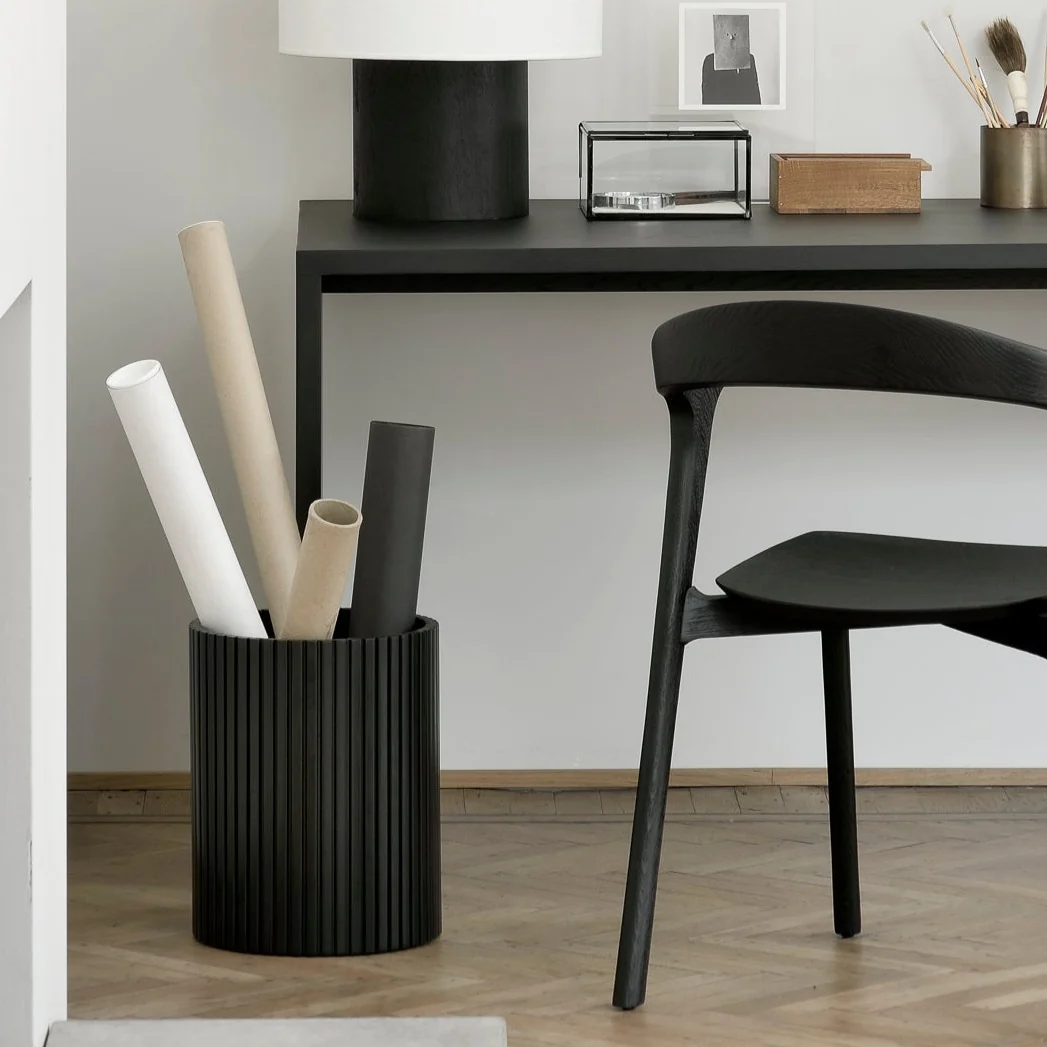 Flexible Roller Max Mahogany Waste Paper Basket Relaxed