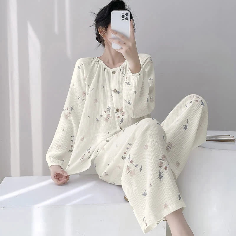 First-Class Ownkoti Rustic Floral Double Gauze Cotton Pajamas Eco-Friendly
