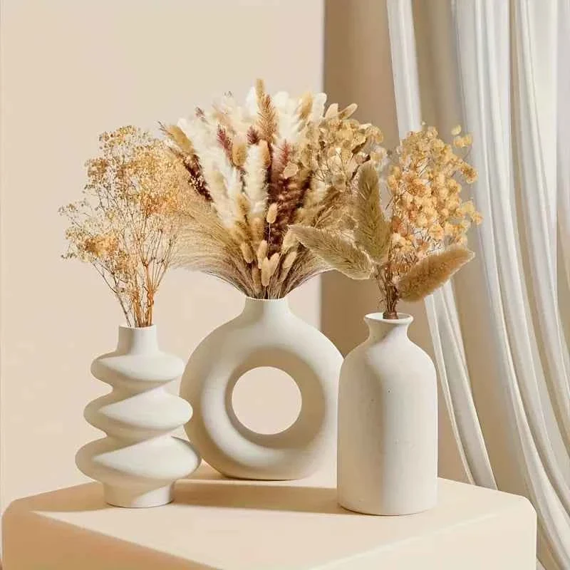 Genuine Boho Ceramic Vase Set of 3 – Modern Home Decor High-End