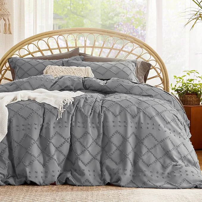 Professional Bedsure Boho Duvet Cover King Size – Grey Breathable amp Soft Boho Bedding Machine Washable Comforter Cover for All Seasons Includes 1 Duvet Cover 104 quot x90 quot with 2 Pillow Shams amp Zipper Closure Green
