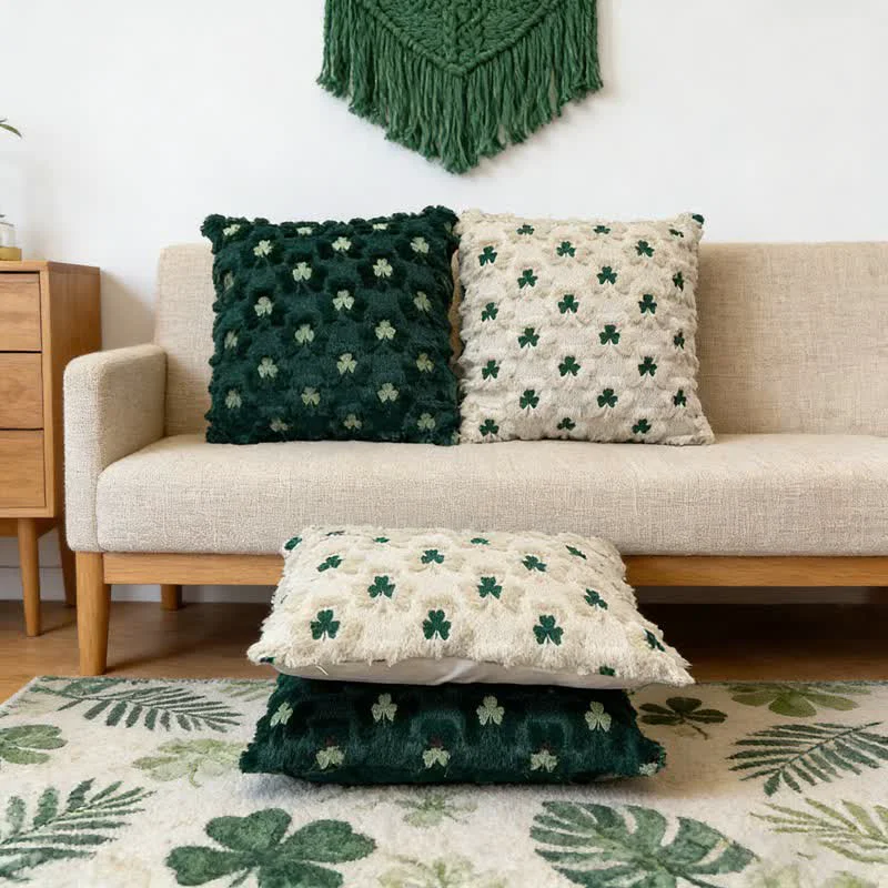 Artisan Ownkoti Shamrock Embroidered Throw Pillow Cover Prestigious