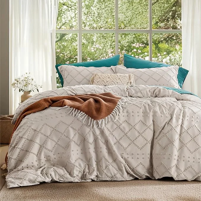 Sustainable Bedsure Boho Cal King Duvet Cover – Beige Breathable amp Soft Boho Bedding Machine Washable Comforter Cover for All Seasons Includes 1 Duvet Cover 104 quot x98 quot with 2 Pillow Shams amp Zipper Closure Efficient