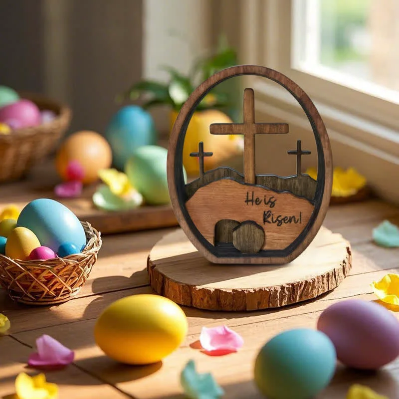 Modern Ownkoti Empty Tomb Easter Wood Egg Decor Fast