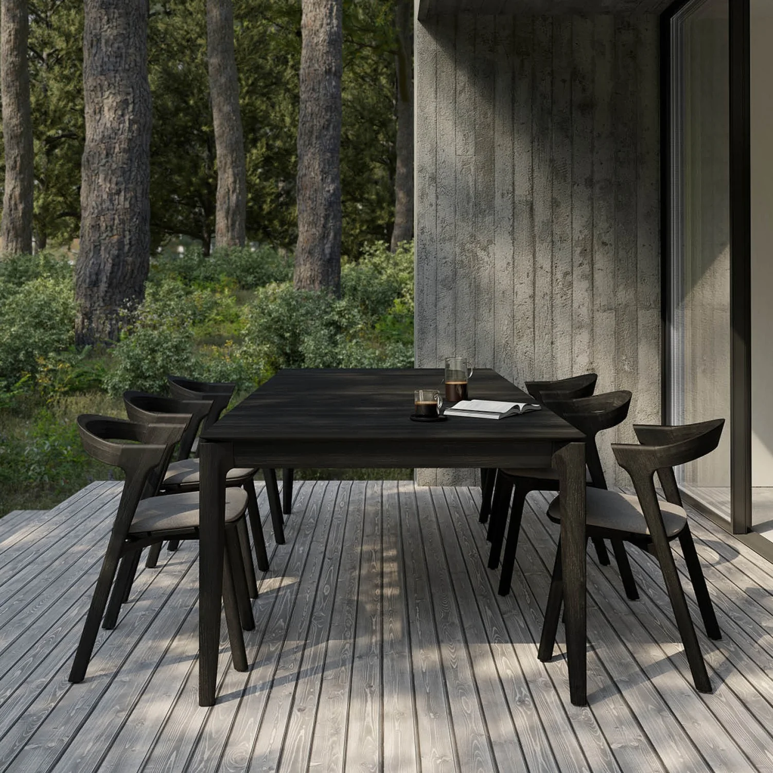 Fashionable Bok Solid Black Teak Outdoor Dining Table 98 quot Reusable