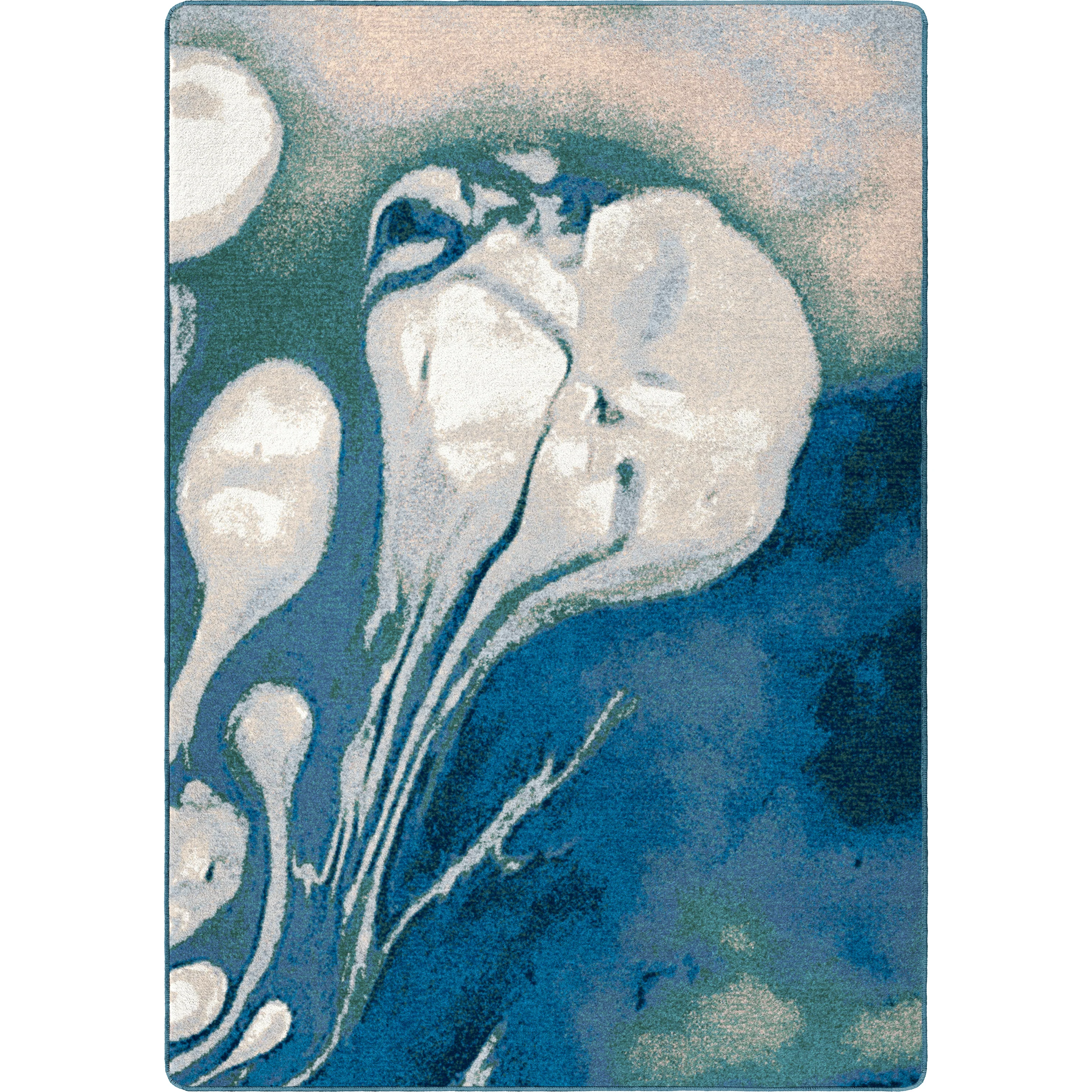 Fine Crafted Abstract Jellyfish Rug – Ocean Blue Reusable
