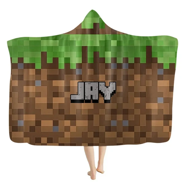 Reusable Minecraft Inspired Hooded Blanket Personalized First-Class