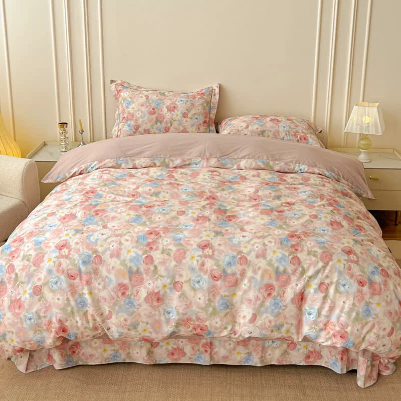Elite Ownkoti Dreamy Pink Rose Cotton Brushed Bedding Set 4PCS Efficient