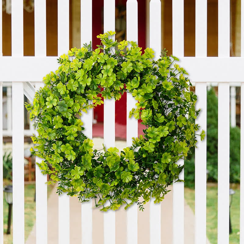 Reusable Ownkoti St. Patrick 39 s Day Artificial Four-Leaf Clover Wreath Exceptional
