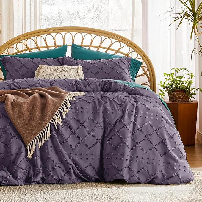 Exceptional Bedsure Boho Duvet Cover King Size Grayish Purple Breathable amp Soft Boho Bedding Machine Washable Comforter Cover for All Seasons Includes 1 Duvet Cover 104 quot x90 quot with 2 Pillow Shams amp Zipper Closure Specialty