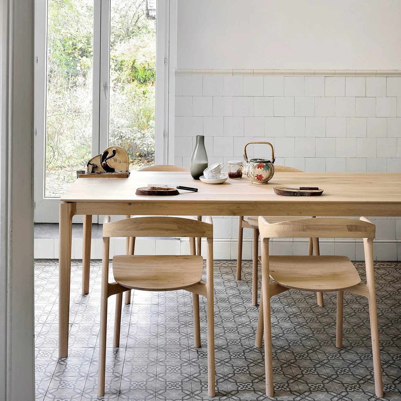 Minimalist Bok Solid Oak Dining Table 63 quot Detailed