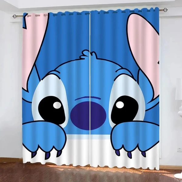 Organic Cartoon amp Anime Stitch Ohana Window Curtains Elegant
