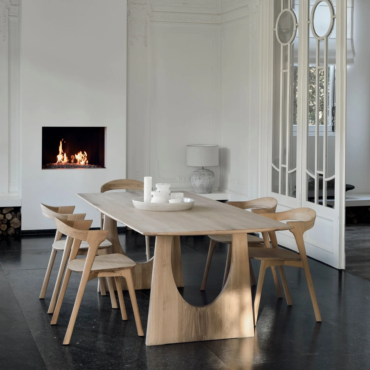 Green Geometric Oak Dining Table 87 quot Environmentally Friendly