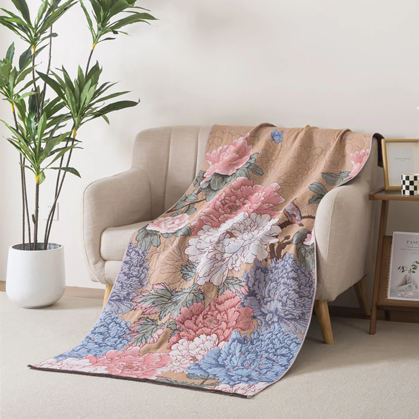 Consistent Ownkoti Luxurious Peony Cotton Gauze Bath Towel Artisan