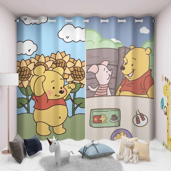 High-Grade Winnie the Pooh Kids Curtains – Cartoon Blackout Drapes for Bedroom amp Living Room Trendy