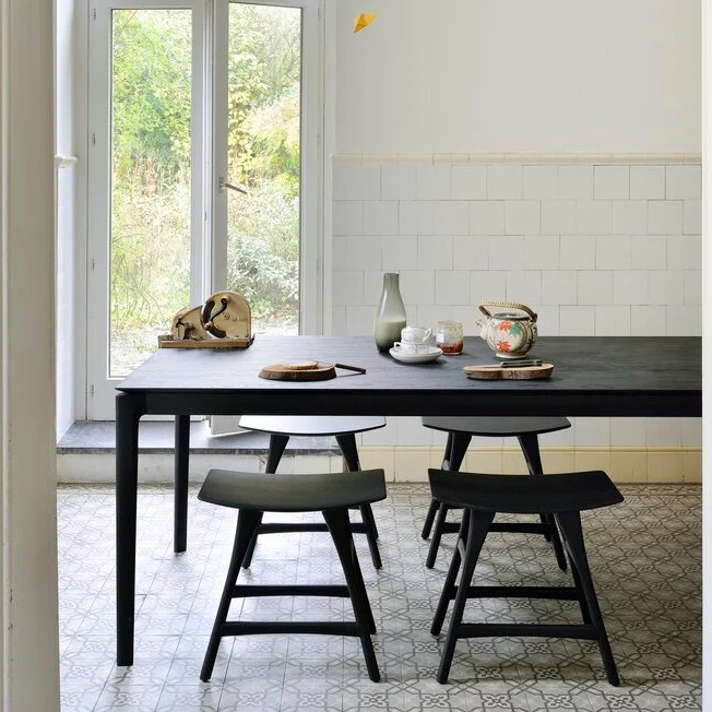 Innovative Bok Solid Black Oak Dining Table 63 quot Professional