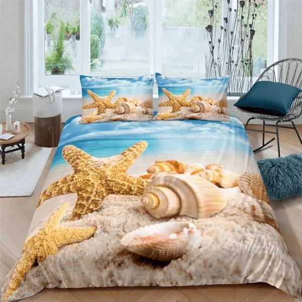 Easy-to-Use Starfish Seaside Beach 3D Duvet Cover Set Enhanced