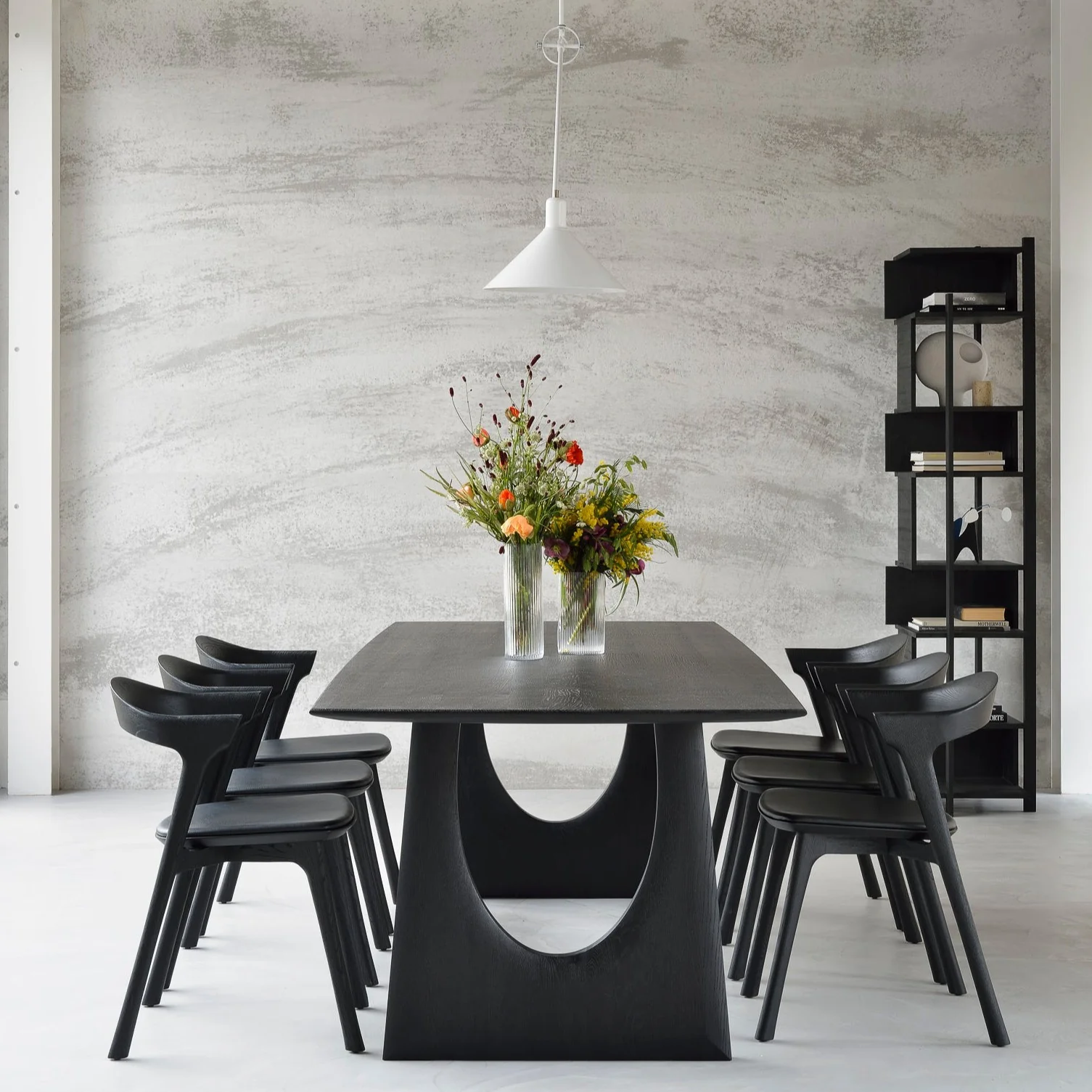 Official Geometric Black Oak Dining Table 98 quot Convenient