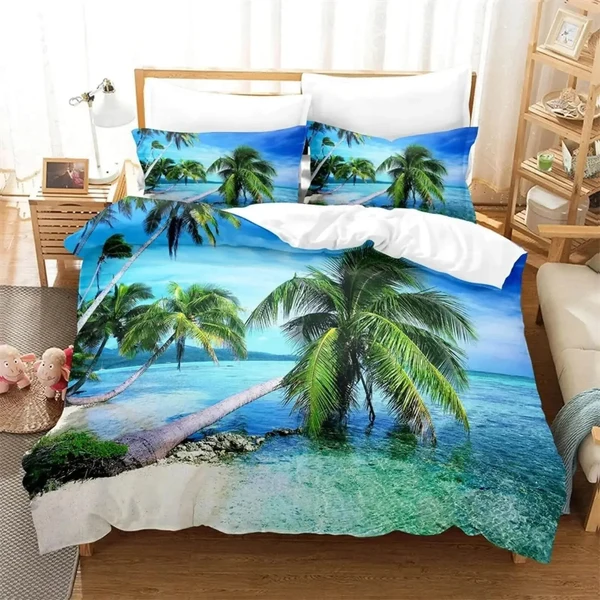 Professional Coconut Palm Trees Natural Quilt Cover Reliable