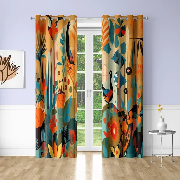 Selected Colorful Bird Window Curtains – Abstract Art Curtains for Bedroom amp Dorm Decor Secure