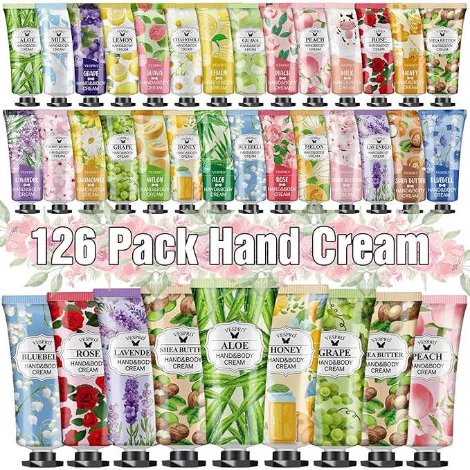 Classic 126 Pack Hand Cream Set Mothers Day Gifts Bulk Hand Lotion Travel Size Premium Material