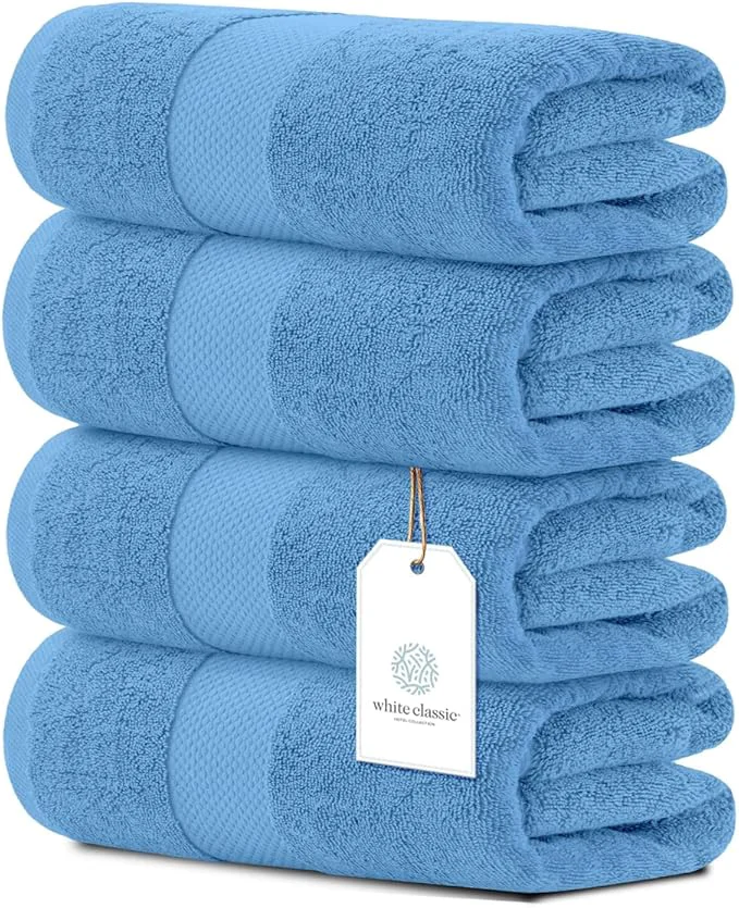 First-Class White Classic Luxury Bath Towels Set of 4 Large Fashionable